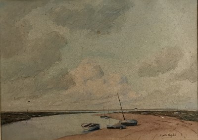 Lot 15 - Martin Hardie (1875-1952) watercolour-  harbour scene probably Norfolk, 36cm x 26cm, mounted in glazed frame (52cm x 43cm overall)