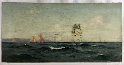Lot 13 - Henry Moore ARA oil on canvas - Marine scene, signed, 61cm x 30.5cm, unframed