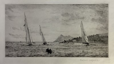 Lot 31 - Rowland Langmaid (1897-1956) signed etching, marine scene, 14cm x 41cm, unframed