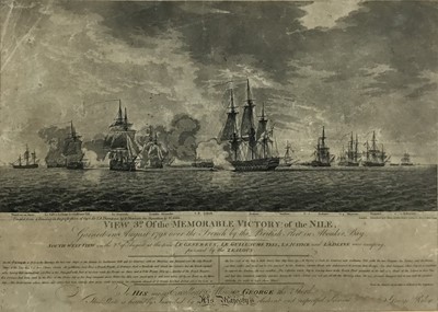 Lot 37 - Antique black and white acquatint - Memorable Victory of the Nile, 27cm x 38cm, in glazed frame