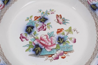 Lot 107 - Group of Victorian Mason's Ironstone dinner ware decorated in the Oriental style, including 14 dinner plates and 10 shallow dishes, various marks (14)
