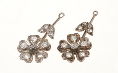 Lot 426 - Pair of Victorian diamond pendant earrings drops