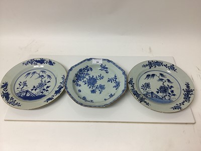 Lot 18 - Three 18th century Chinese export blue and white dishes