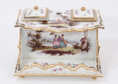Lot 87 - Continental porcelain inkstand