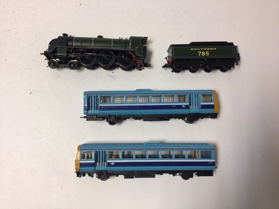 Lot 200 - Hornby OO gauge locomotives including BR two tone blue with yellow ends Provincial Sector Twin railbus Class 142 , 55639 & 55589, boxed R867 and The Royal Mail Great British Railways collection Lim...