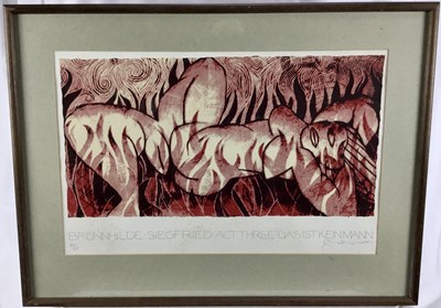 Lot 37 - Tom Phillips RA (1937-2022) limited edition silkscreen print - 'Brunhilde Siegfried Act Three Das Ist Keinmann', signed, 122/275, 53cm x 34cm in glazed frame (68cm x 51cm overall)