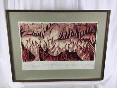 Lot 37 - Tom Phillips RA (1937-2022) limited edition silkscreen print - 'Brunhilde Siegfried Act Three Das Ist Keinmann', signed, 122/275, 53cm x 34cm in glazed frame (68cm x 51cm overall)