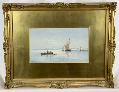Lot 75 - George Stanfield Waters watercolour - At Palestrina, Venice, signed, 15cm x 25cm in gilt frame