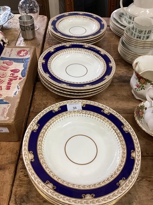 Lot 33 - Set of twelve Copeland blue, white and gilt bowls