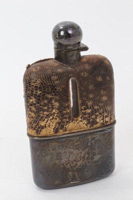 Lot 292 - Victorian silver mounted glass and snakeskin spirit flask
