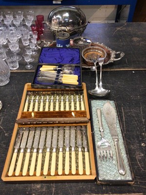 Lot 140 - Victorian silver plated revolving entree dish and other items of antique silver plate