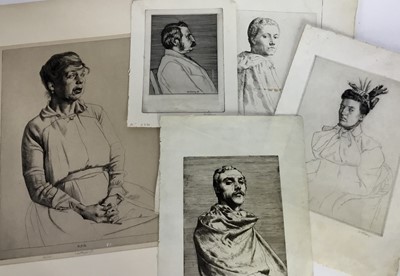 Lot 25 - Robert Sargent Austin (1895-1973), etching, 'Alice Lush', signed and dated 1928, 45cm x 32cm, mounted, together with four signed William Strang (1859-1921) etchings