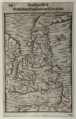 Lot 15 - 17th century engraved map of Britain, 29cm x 18cm, mounted