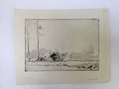 Lot 36 - George Soper (1870-1942), signed etching, dock scene, 14.5cm x 21cm, together with another unsigned 23.5cm x 29.5cm (2)