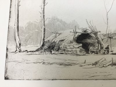 Lot 36 - George Soper (1870-1942), signed etching, dock scene, 14.5cm x 21cm, together with another unsigned 23.5cm x 29.5cm (2)