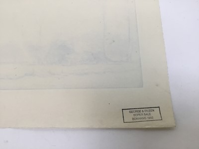 Lot 36 - George Soper (1870-1942), signed etching, dock scene, 14.5cm x 21cm, together with another unsigned 23.5cm x 29.5cm (2)