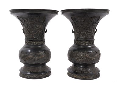 Lot 811 - Pair of 19th century Chinese bronze vases