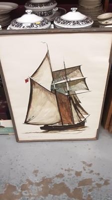 Lot 710 - James Archibald Mitchell: a limited edition coloured lithograph print ‘English coastal schooner 1890’ - framed and glazed