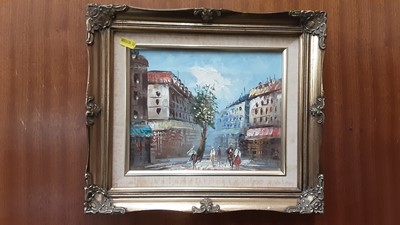 Lot 364 - Caroline Burnett: Parisian street scene, oil on canvas