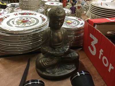 Lot 65 - Painted sculpture of a seated Buddha