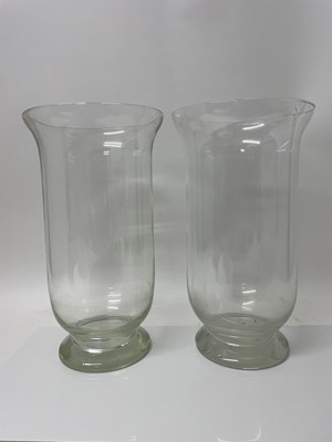Lot 51 - Large pair of glass storm lantern/vases, 40cm high