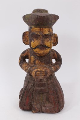 Lot 59 - Antique folk art carved and polychrome wooden figure