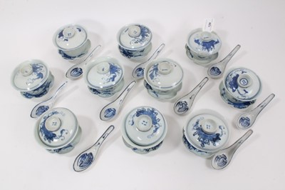 Lot 129 - A set of ten Chinese blue and white rice bowls
