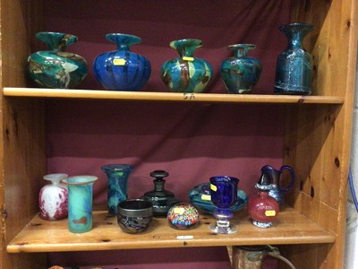 Lot 111 - Collection of M'Dina glass to include six vases, bowl, and other studio and art glass