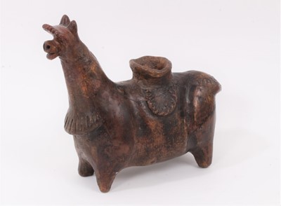 Lot 58 - Pre-Columbian pottery figure of a llama, with damage and repair