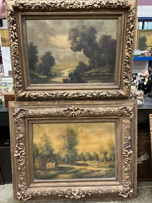 Lot 170 - Two large 19th century oils on canvas in gilt frames - Landscapes