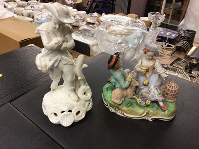 Lot 90 - A Derby Stevenson & Hancock blanc de chine figure, and a Dresden group (2)