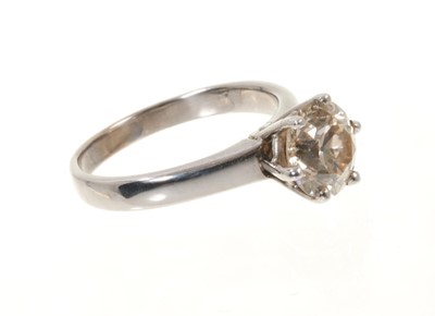 Lot 473 - Diamond single stone ring with an old-European cut diamond estimated to weigh approximately 2cts in six claw setting on 18ct white gold shank.