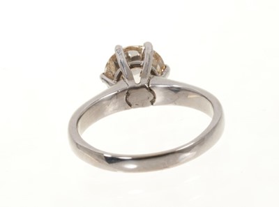 Lot 473 - Diamond single stone ring with an old-European cut diamond estimated to weigh approximately 2cts in six claw setting on 18ct white gold shank.