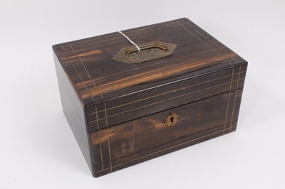 Lot 873 - Victorian coromandel jewellery box containing silver gem set pendants and necklaces, various earrings, rings and chains