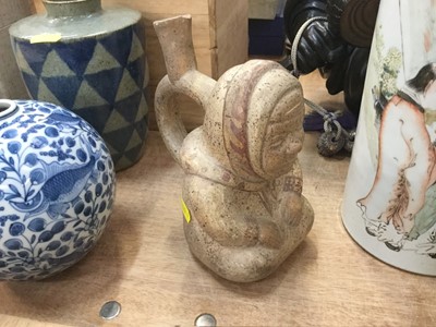 Lot 134 - Pre-Columbian style pottery figural vessel, 17cm high
