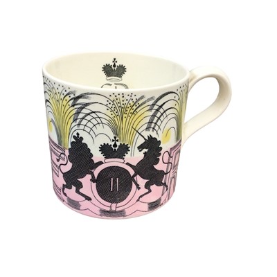 Lot 766 - Eric Ravilious for Wedgwood, a 1953 Elizabeth II Coronation Mug with black printed marks to the base