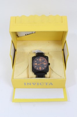 Lot 849 - Invicta Automatic black stainless wristwatch on black canvas strap, model number 3965, boxed
