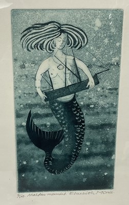 Lot 151 - Elizabeth Morris (contemporary) etching and aquatint, Maldon Mermaid, signed and numbered 2/100, 23 x 12cm, glazed frame