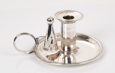 Lot 265 - George III silver chamber stick of plain form, with reeded borders and loop handle (London 1792)