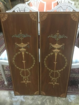 Lot 178 - Pair of Georgian revival marquetry panels, 97 x 32cm