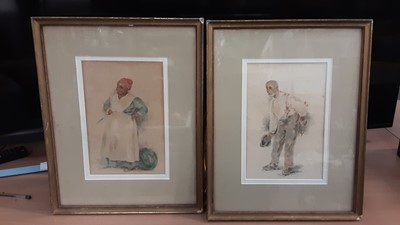 Lot 244 - L.V. Nicholson, pair of watercolour portraits in glazed frames