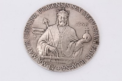Lot 303 - Large silver (935) Charles University in Prague commemorative medal