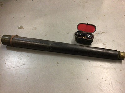 Lot 231 - Large Negretti and Zambra telescope, 73cm undrawn, with a pair of lizard skin opera glasses