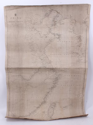 Lot 878 - 19th century canvas backed map, China from Hong Kong to Liau - Tung 1860.