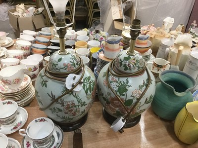 Lot 494 - Pair of Chinese porcelain table lamps