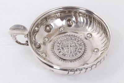 Lot 318 - Spanish silver wine taster with inset 8 Reales silver coin.