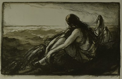 Lot 1029 - *Gerald Spencer Pryse (1882-1956) black and white lithograph - Bathers by the Atlantic, 36cm x 57cm, signed and titled in pencil below, unframed
