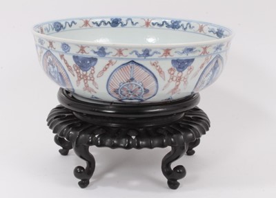 Lot 158 - Chinese bowl and wooden stand