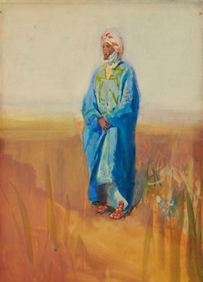 Lot 1049 - *Gerald Spencer Pryse (1882-1956) watercolour - figure in blue robe, 54.5cm x 38cm, titled verso 'Bel-Arba', unframed