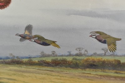 Lot 1044 - *John Cyril Harrison (1898-1985) watercolour - French Partidges, signed, 55cm x 75cm, in glazed gilt frame 
Provenance: The Tryon Gallery Ltd., Dover Street, London
